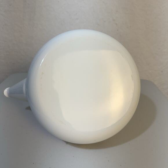 VTG Enamel White Stovetop Tea Pot Kettle Wood Handle Flowers Cottage Garden - Picture 6 of 8